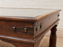 Load image into Gallery viewer, Antique East Asian Wood Door Coffee Table With Brass-Copper Inlay &amp; Wood Base
