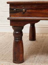 Load image into Gallery viewer, Antique East Asian Wood Door Coffee Table With Brass-Copper Inlay &amp; Wood Base

