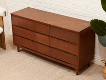 Load image into Gallery viewer, Restored 9 drawer Mid Century Dresser
