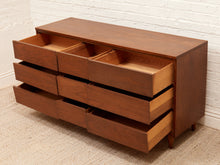 Load image into Gallery viewer, Restored 9 drawer Mid Century Dresser
