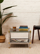Load image into Gallery viewer, Brass &amp; Chrome Smoked Table
