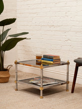Load image into Gallery viewer, Brass &amp; Chrome Smoked Table

