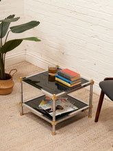 Load image into Gallery viewer, Brass &amp; Chrome Smoked Table
