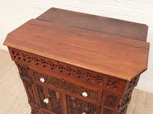 Load image into Gallery viewer, George Zee Style Mid-Century Asian Heavily Hand Carved Flip Top Dry Bar Cabinet
