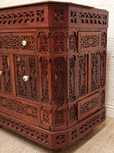 Load image into Gallery viewer, George Zee Style Mid-Century Asian Heavily Hand Carved Flip Top Dry Bar Cabinet

