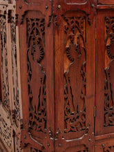 Load image into Gallery viewer, George Zee Style Mid-Century Asian Heavily Hand Carved Flip Top Dry Bar Cabinet
