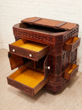 Load image into Gallery viewer, George Zee Style Mid-Century Asian Heavily Hand Carved Flip Top Dry Bar Cabinet
