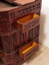 Load image into Gallery viewer, George Zee Style Mid-Century Asian Heavily Hand Carved Flip Top Dry Bar Cabinet
