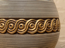 Load image into Gallery viewer, Ribbed Gourd Mid Century Table Lamp with Brass Base and White Drum Shade
