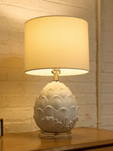 Load image into Gallery viewer, Pineapple White Ceramic Table Lamp with Drum Shade
