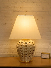 Load image into Gallery viewer, Scallop Glow White Ceramic Table Lamp with Tapered Shade
