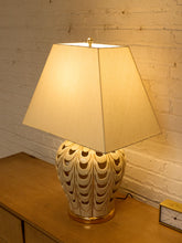 Load image into Gallery viewer, Scallop Glow White Ceramic Table Lamp with Tapered Shade
