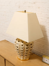 Load image into Gallery viewer, Scallop Glow White Ceramic Table Lamp with Tapered Shade

