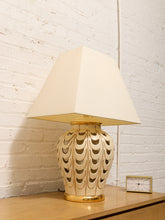 Load image into Gallery viewer, Scallop Glow White Ceramic Table Lamp with Tapered Shade
