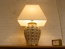 Load image into Gallery viewer, Scallop Glow White Ceramic Table Lamp with Tapered Shade
