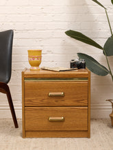 Load image into Gallery viewer, Boho Vintage Oak Nightstand
