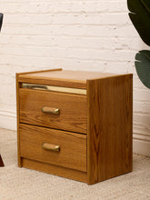 Load image into Gallery viewer, Boho Vintage Oak Nightstand
