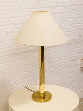 Load image into Gallery viewer, Brass Column Pair Table Lamp with Cream Shades
