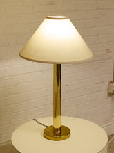 Load image into Gallery viewer, Brass Column Pair Table Lamp with Cream Shades
