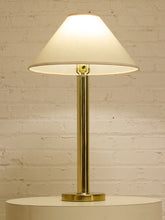Load image into Gallery viewer, Brass Column Pair Table Lamp with Cream Shades
