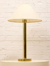 Load image into Gallery viewer, Brass Column Pair Table Lamp with Cream Shades
