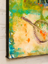 Load image into Gallery viewer, Oracle Grid Mixed Media Abstract Painting with Text and Geometric Forms by Julio De La Concha
