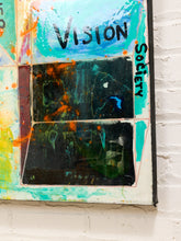 Load image into Gallery viewer, Oracle Grid Mixed Media Abstract Painting with Text and Geometric Forms by Julio De La Concha

