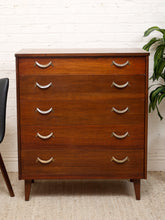 Load image into Gallery viewer, Mahogany Five Drawer Mid-Century High Boy Dresser
