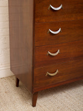 Load image into Gallery viewer, Mahogany Five Drawer Mid-Century High Boy Dresser
