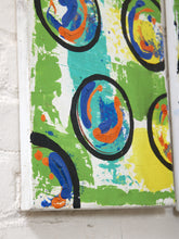 Load image into Gallery viewer, Orbit Pair Contemporary Abstract Diptych with Bold Circular Forms in Blue, Orange and Green
