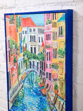 Load image into Gallery viewer, Venetian Canal Colorful Cityscape Print with Gondolas and Italian Architecture

