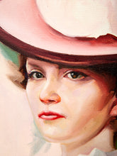 Load image into Gallery viewer, Flamingo Tea Fashion Portrait Original Painting with Teacup and Statement Hat
