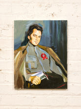 Load image into Gallery viewer, Portrait with Red Ribbon Figurative Painting of Seated Figure with Book
