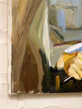 Load image into Gallery viewer, Portrait with Red Ribbon Figurative Painting of Seated Figure with Book
