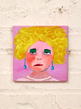 Load image into Gallery viewer, Original Blonde Portrait Small Figurative Painting with Pink Background
