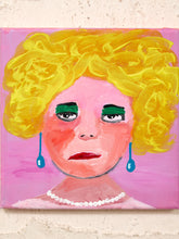 Load image into Gallery viewer, Original Blonde Portrait Small Figurative Painting with Pink Background
