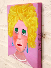 Load image into Gallery viewer, Original Blonde Portrait Small Figurative Painting with Pink Background
