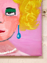Load image into Gallery viewer, Original Blonde Portrait Small Figurative Painting with Pink Background

