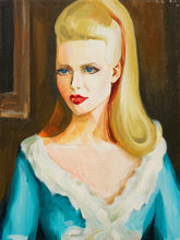 Load image into Gallery viewer, Woman in Blue Dress with White Lining Original Painting

