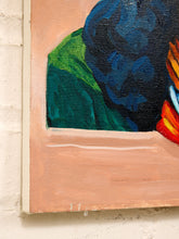 Load image into Gallery viewer, Blue Hair Portrait Figurative Painting with Bold Color and Warm Copper Background
