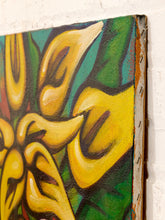 Load image into Gallery viewer, Golden Heliconia by Jaime Ochoa Bold Tropical Floral Painting in Yellow Green and Red
