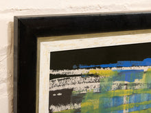 Load image into Gallery viewer, Blue Structure Framed Geometric Abstract Artwork in Blue Green White and Black
