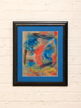 Load image into Gallery viewer, Blue Mat Abstract Framed Colorful Expressionist Artwork with Bold Gestural Brushwork
