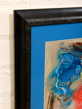 Load image into Gallery viewer, Blue Mat Abstract Framed Colorful Expressionist Artwork with Bold Gestural Brushwork
