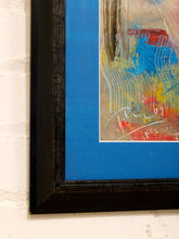 Load image into Gallery viewer, Blue Mat Abstract Framed Colorful Expressionist Artwork with Bold Gestural Brushwork
