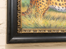 Load image into Gallery viewer, Leopard on the Ridge Framed Wildlife Painting with Mountain Landscape
