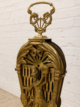 Load image into Gallery viewer, Antique 1930s Brass Folding Fan Fireplace Screen with Classical Figural Motif
