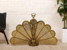 Load image into Gallery viewer, Antique 1930s Brass Folding Fan Fireplace Screen with Classical Figural Motif
