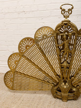 Load image into Gallery viewer, Antique 1930s Brass Folding Fan Fireplace Screen with Classical Figural Motif

