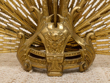 Load image into Gallery viewer, Antique 1930s Brass Folding Fan Fireplace Screen with Classical Figural Motif
